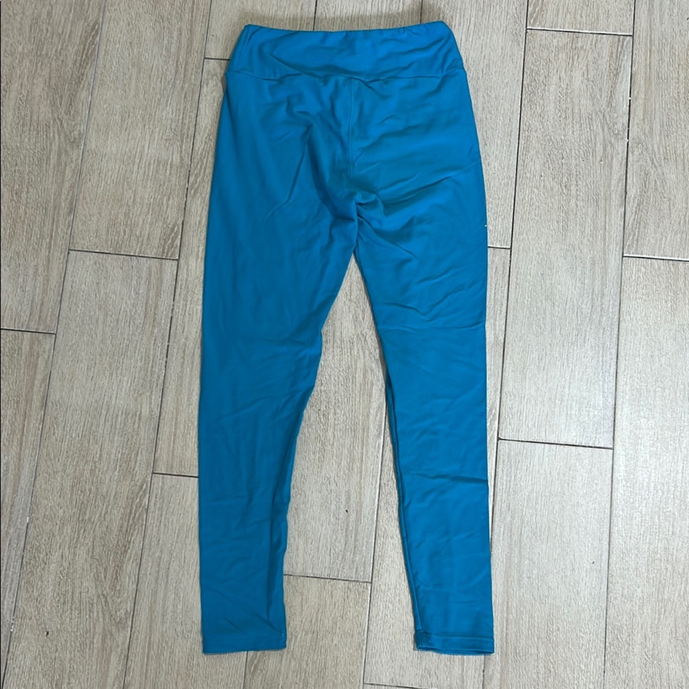 LuLaRoe Teal Blue High-Waist OS Leggings - Picture 4 of 4